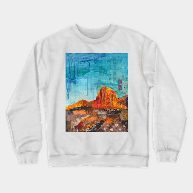 Red rock desert mixed media painting Crewneck Sweatshirt by kittyvdheuvel